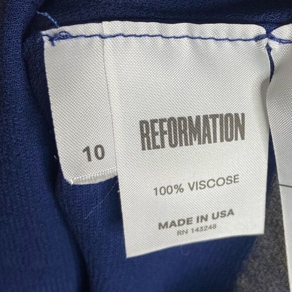 Reformation Midi Navy Dress Size 10 - Picture 3 of 4